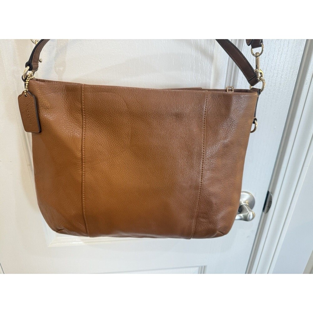Coach Brown Pebbled Leather Madison Isabelle Hobo Bag Purse Shoulder Crossbody - Picture 4 of 14